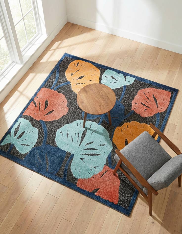 Detail image of 5' 3 x 5' 3  Washable Belize Indoor / Outdoor Square Rug