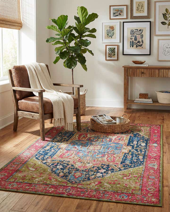 3' 3 x 5' 3 Easy-Clean Traditional Indoor / Outdoor Rug