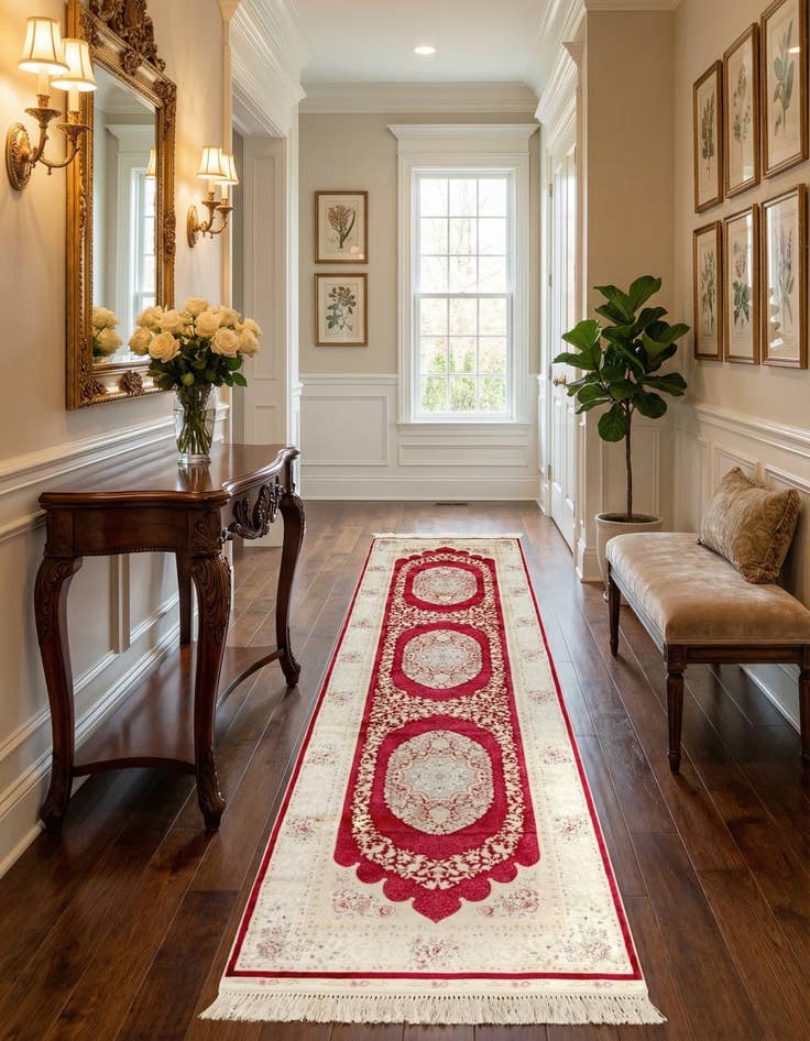 Detail image of 2' 7 x 9' 10 Qom Bamboo Silk Runner Rug