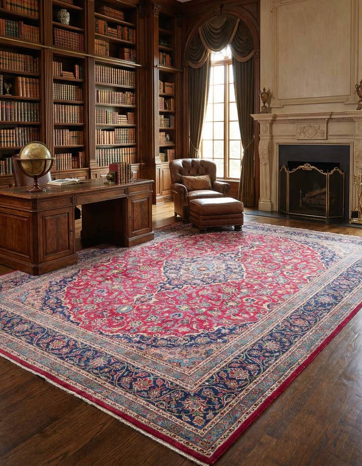 Detail image of 10' 2 x 13' 3 Hand Knotted Mashad Persian Wool Rug