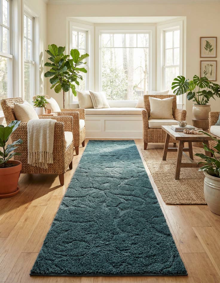 Detail image of  2' 7 x 10' Botanical Shag Runner Rug