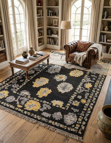 9' 3 x 13' 4 Hand Knotted Oushak Wool Rug