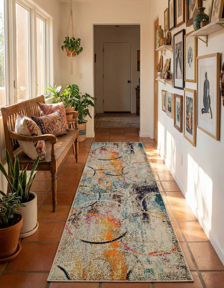 Detail image of 2' x 6' 9 Washable Theia Runner Rug