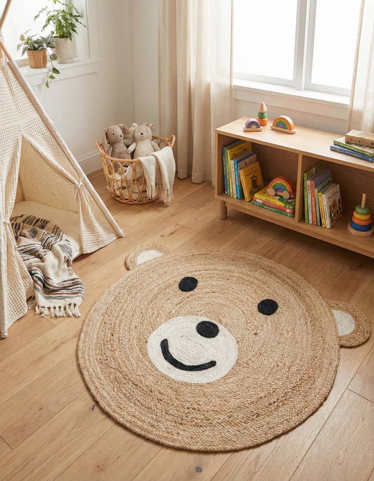 Detail image of 3' 1 x 3' 1  Hand Braided Kids Braided Jute Round Rug