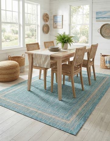 5' 3 x 8' Easy-Clean Border Indoor / Outdoor Rug