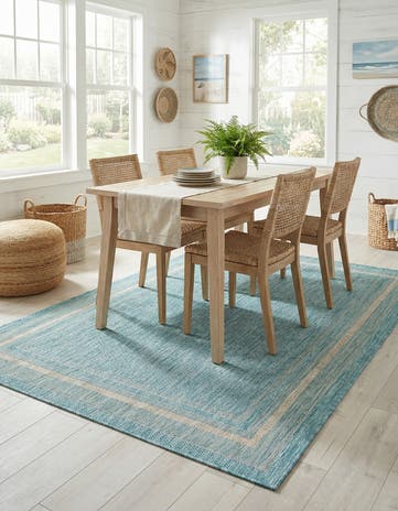 5' 3 x 8' Easy-Clean Border Indoor / Outdoor Rug