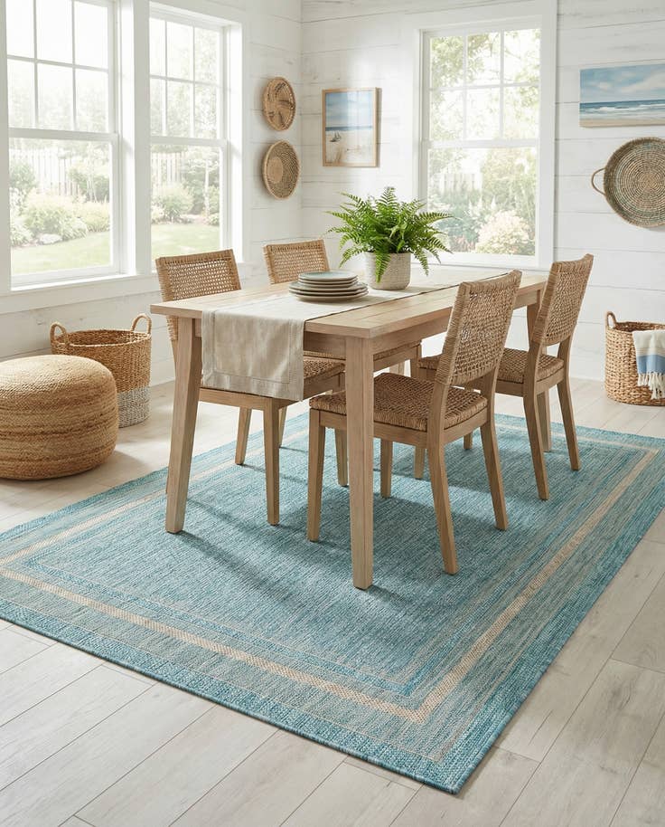 Detail image of 5' 3 x 8' Easy-Clean Border Indoor / Outdoor Rug