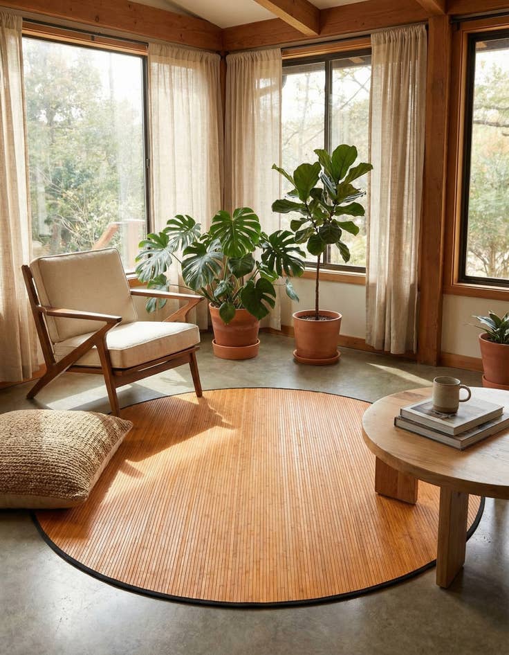 Detail image of 7' x 7' Bamboo Round Rug