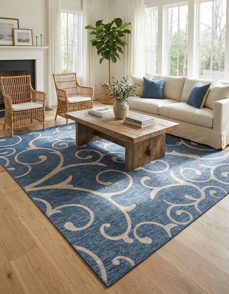 Detail image of 10' 8 x 10' 8  Washable Botanical Indoor / Outdoor Square Rug