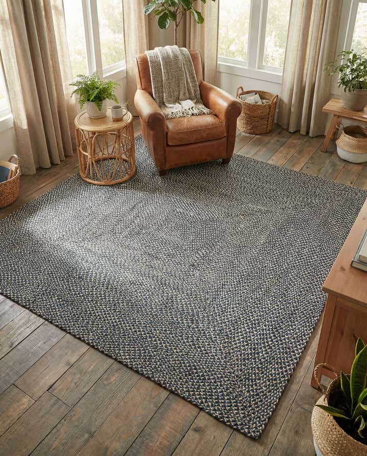 7' 10 x 7' 10 Handmade Tweed Braided Jute Square Rug
