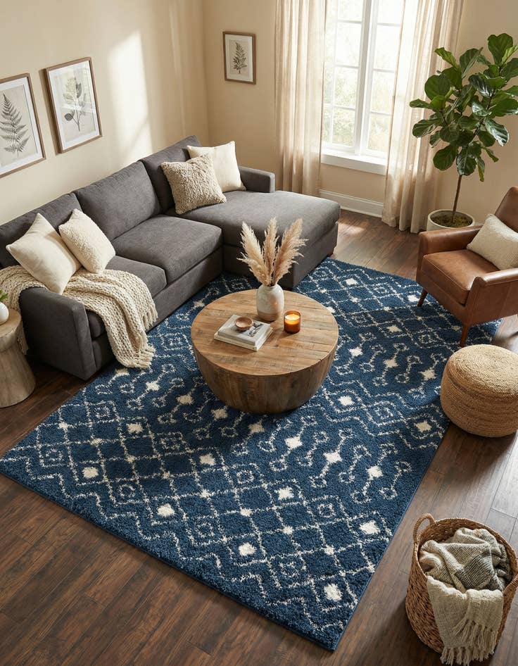 Detail image of 9' x 12' Moroccan Trellis Shag Rug