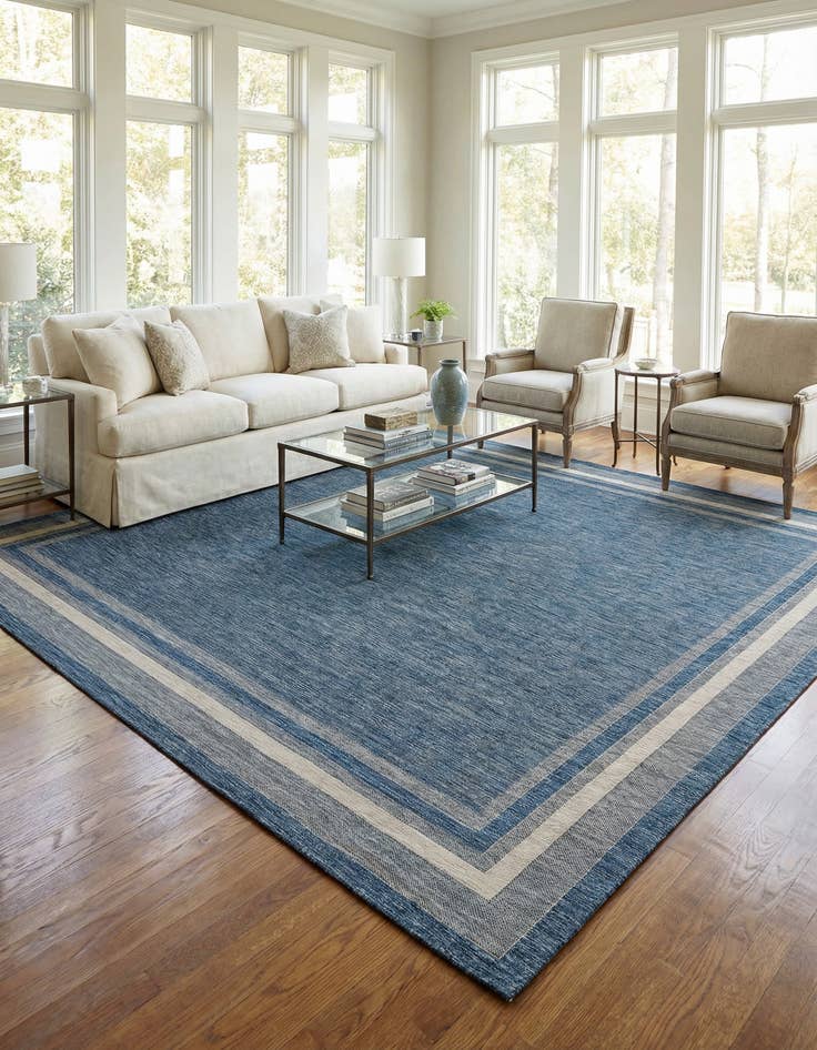 Detail image of 13' x 13' Easy-Clean Border Indoor / Outdoor Square Rug