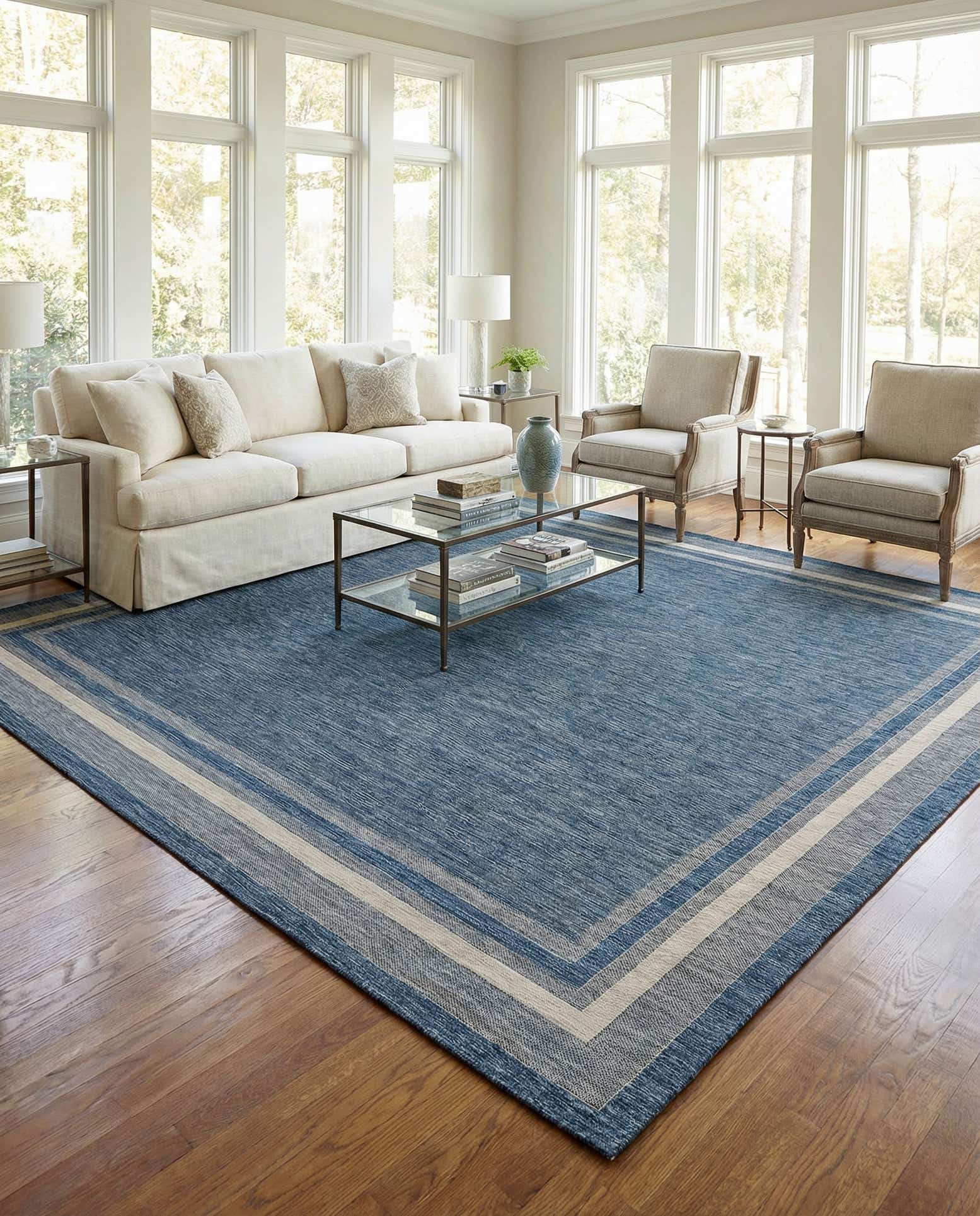 13' x 13' Easy-Clean Border Indoor / Outdoor Square Rug