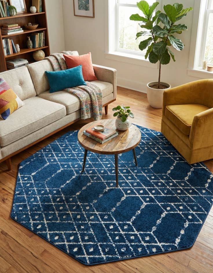 Detail image of 5' 3 x 5' 3 Paxon Trellis Octagon Rug