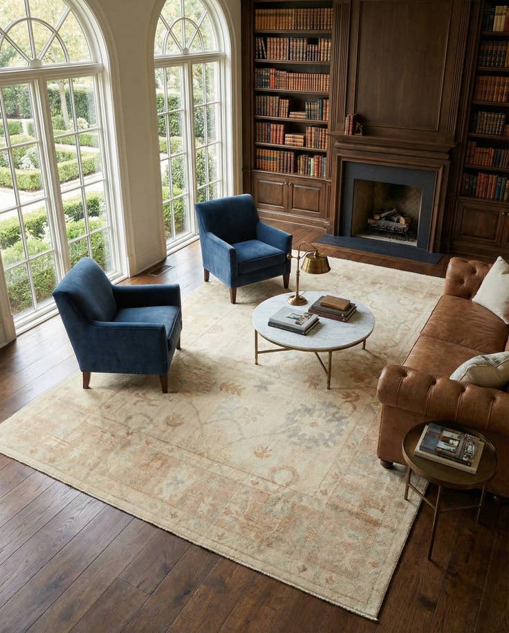 Detail image of 9' 1 x 12' 3 Hand Knotted Oushak Wool Rug