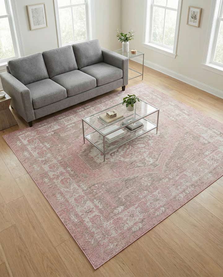 7' 10 x 7' 10 Easy-Clean Traditional Indoor / Outdoor Square Rug