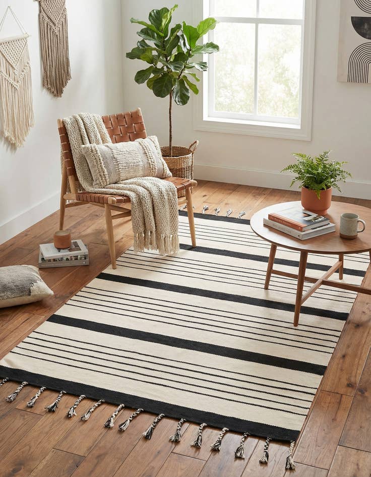 Detail image of 5' 1 x 8' Hand Woven Chindi Cotton Rug