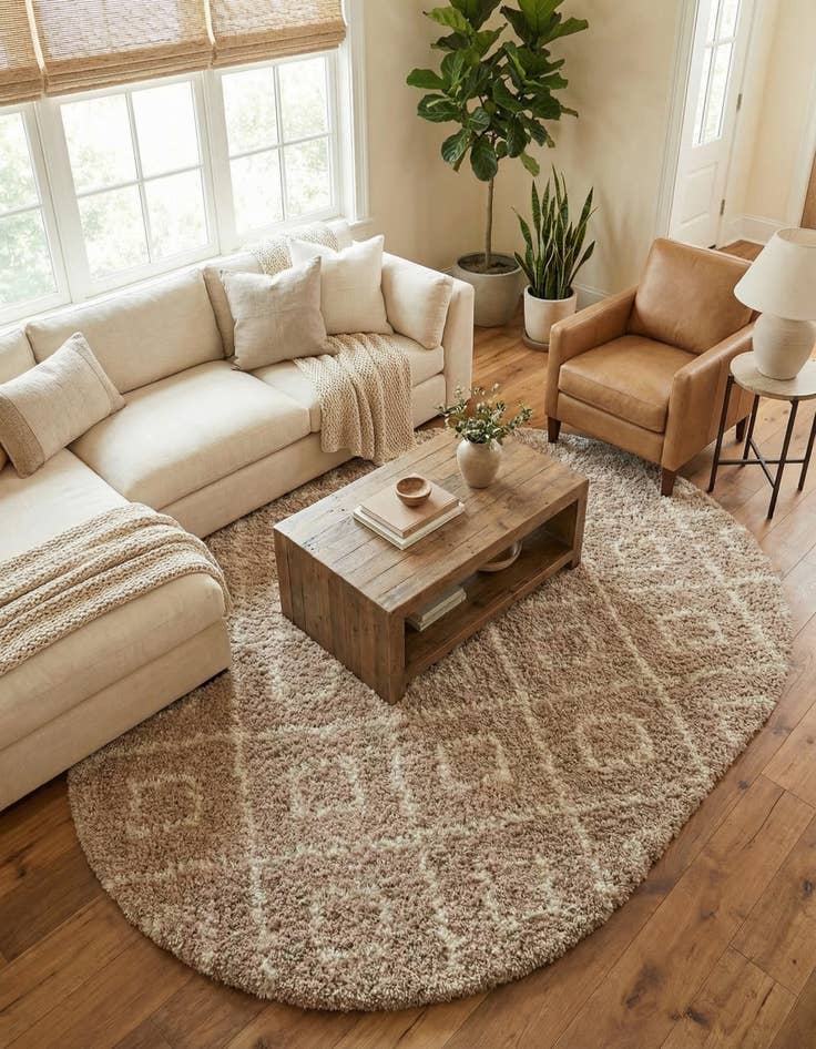 Detail image of  7' 10 x 10' Lattice Shag Oval Rug