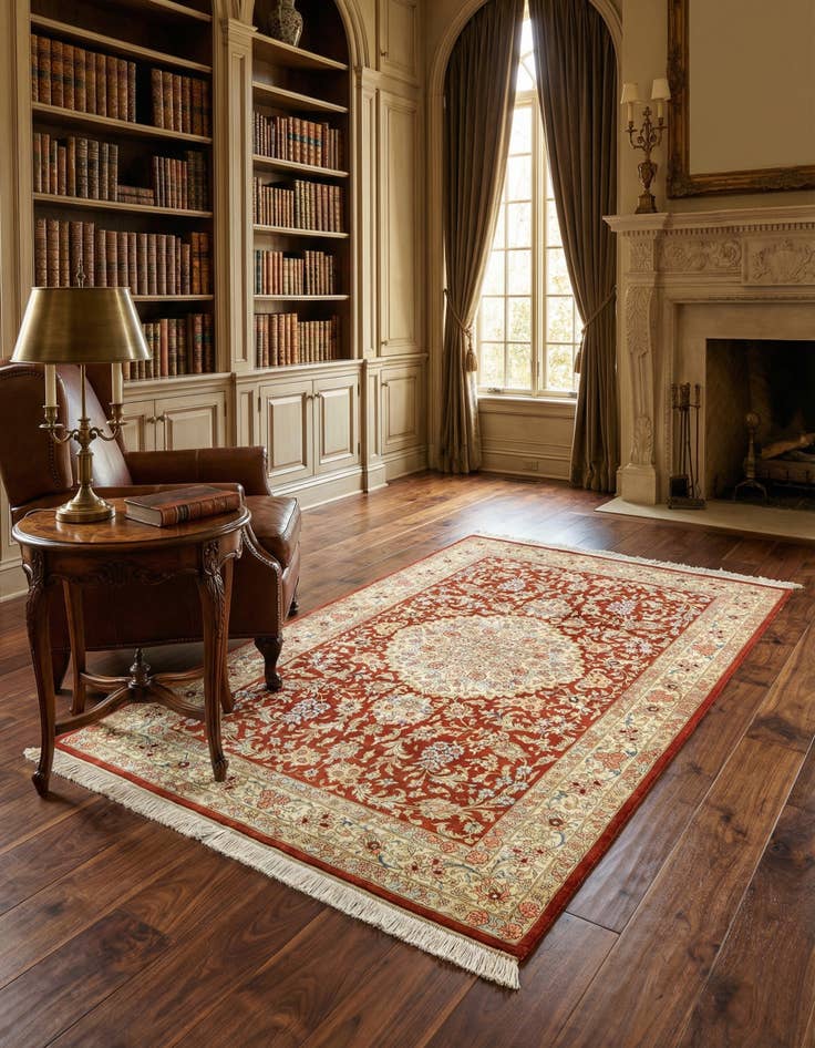 Detail image of 3' 4 x 5' 2 Ghom Silk Rug