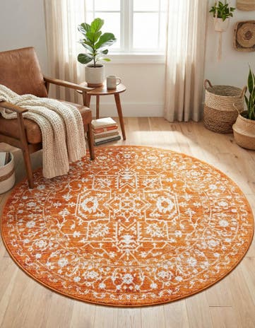 Terracotta Modern Classical Round Rug