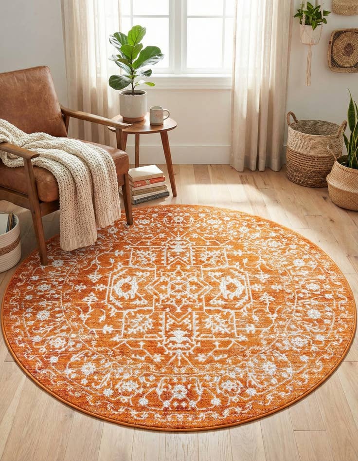 Detail image of 5' 3 x 5' 3 New Vintage Round Rug