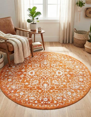 Terracotta Modern Classical Round Rug