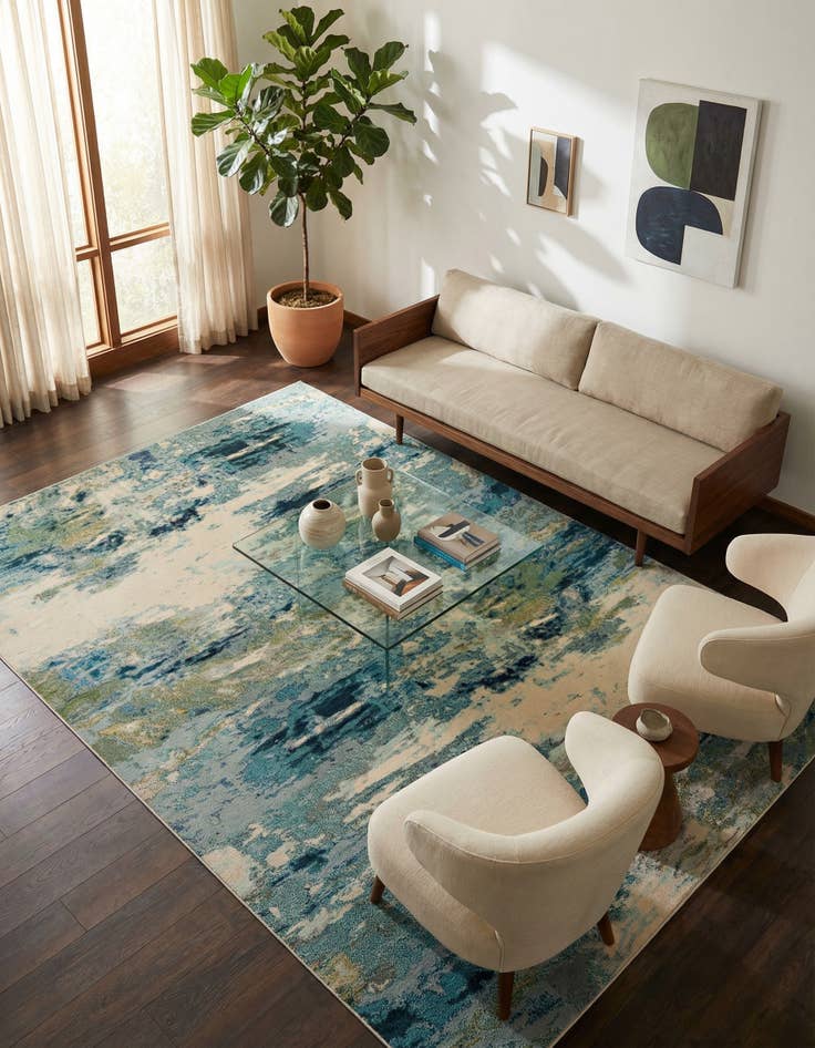 Detail image of 10' x 14'  Washable Spectrum Rug