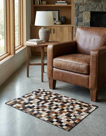 2' x 3' Cowhide Leather Rug