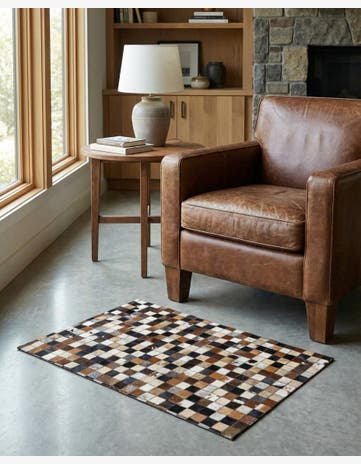 2' x 3' Cowhide Leather Rug