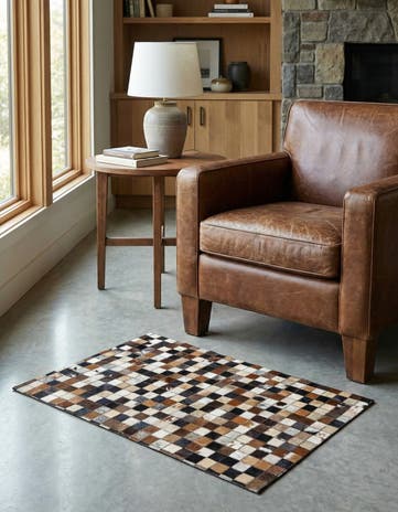 2' x 3' Cowhide Leather Rug