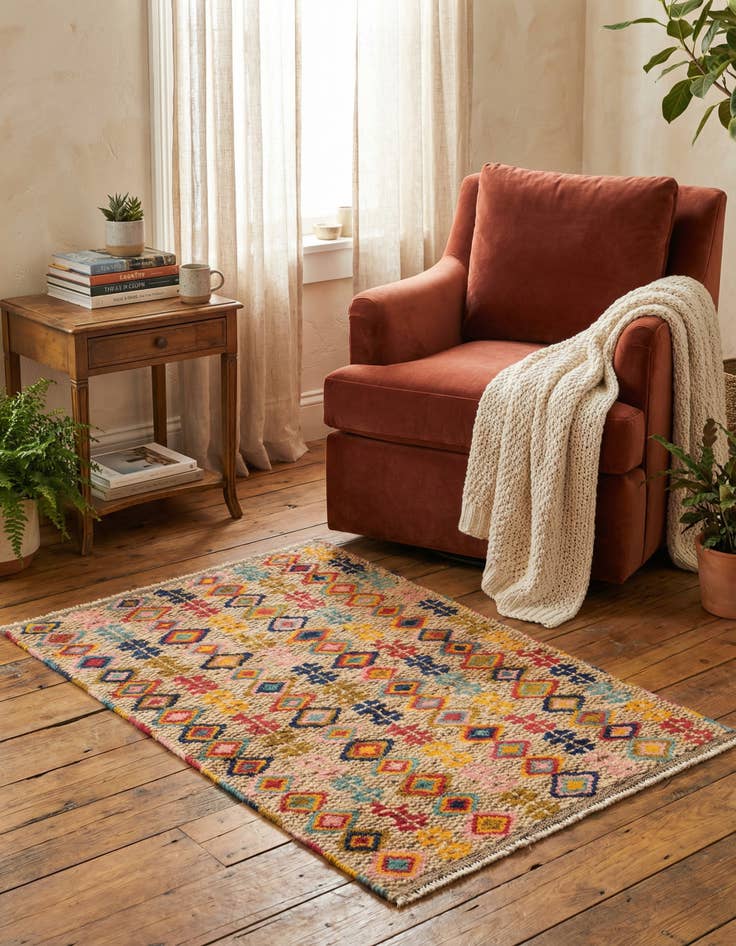 Detail image of 2' 7 x 4' Hand Knotted Balouch Wool Rug