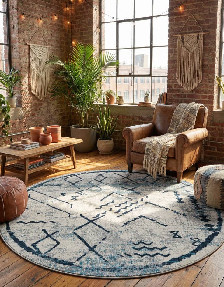 Detail image of 5' 3 x 5' 3 Kamala Washable Round Rug