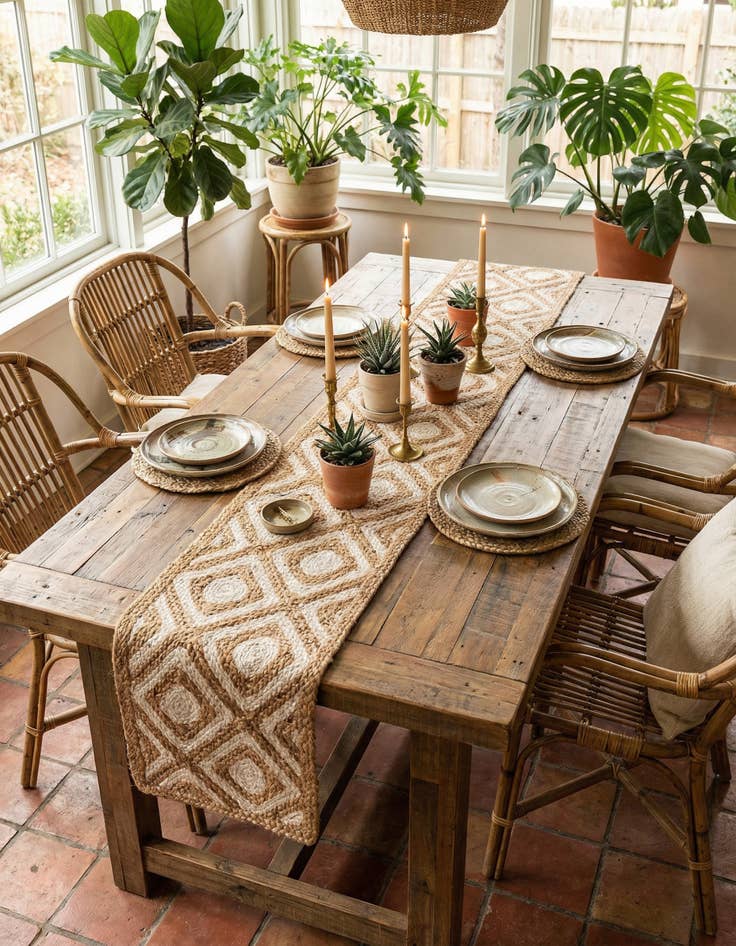 Detail image of 1' 2 x 10' Handmade Braided Jute Table Runner Rug