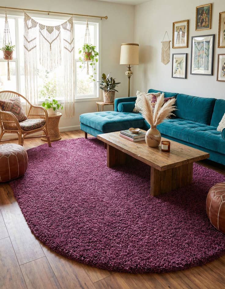 Detail image of 7' 10 x 10' Solid Shag Oval Rug