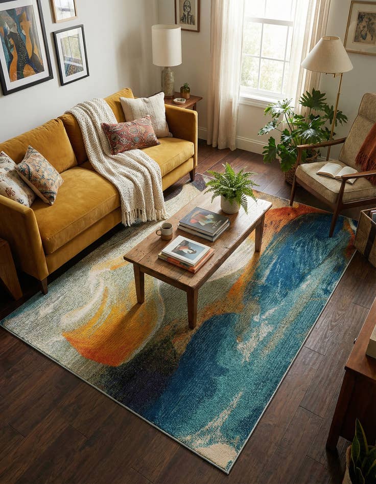 Detail image of 5' 3 x 8'  Washable Haerfest Rug