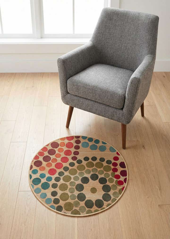 2' 7 x 2' 7 Easy-Clean Modern Indoor / Outdoor Round Rug