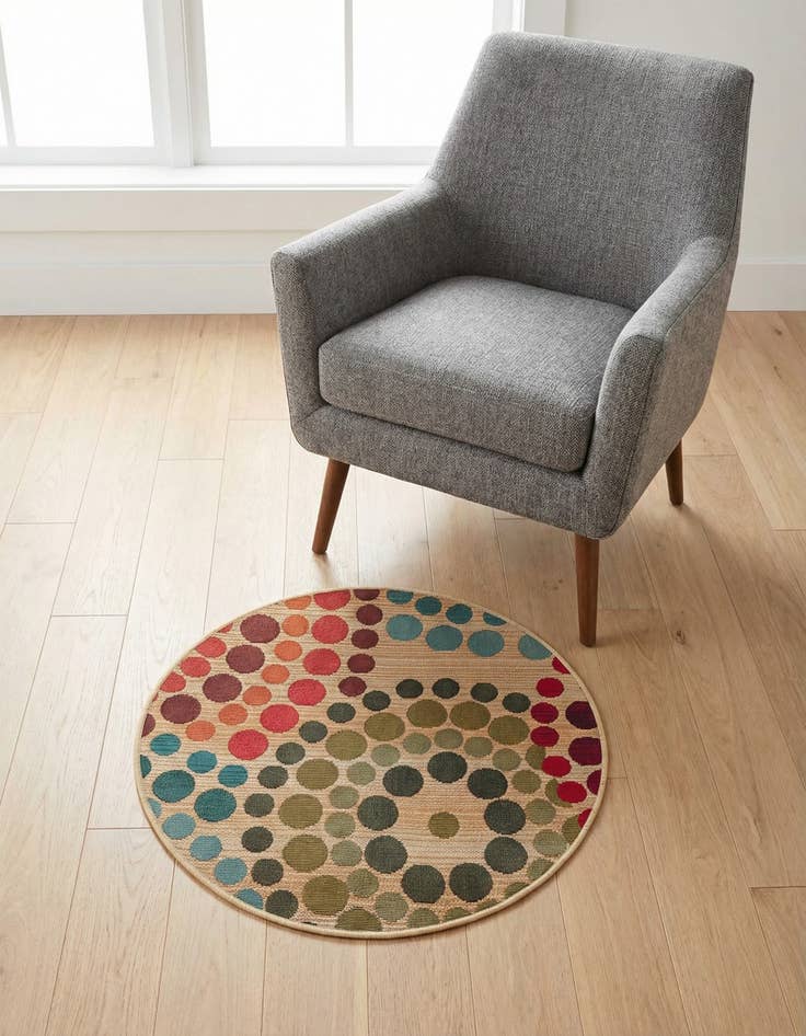 Detail image of 2' 7 x 2' 7 Washable Modern Indoor / Outdoor Round Rug