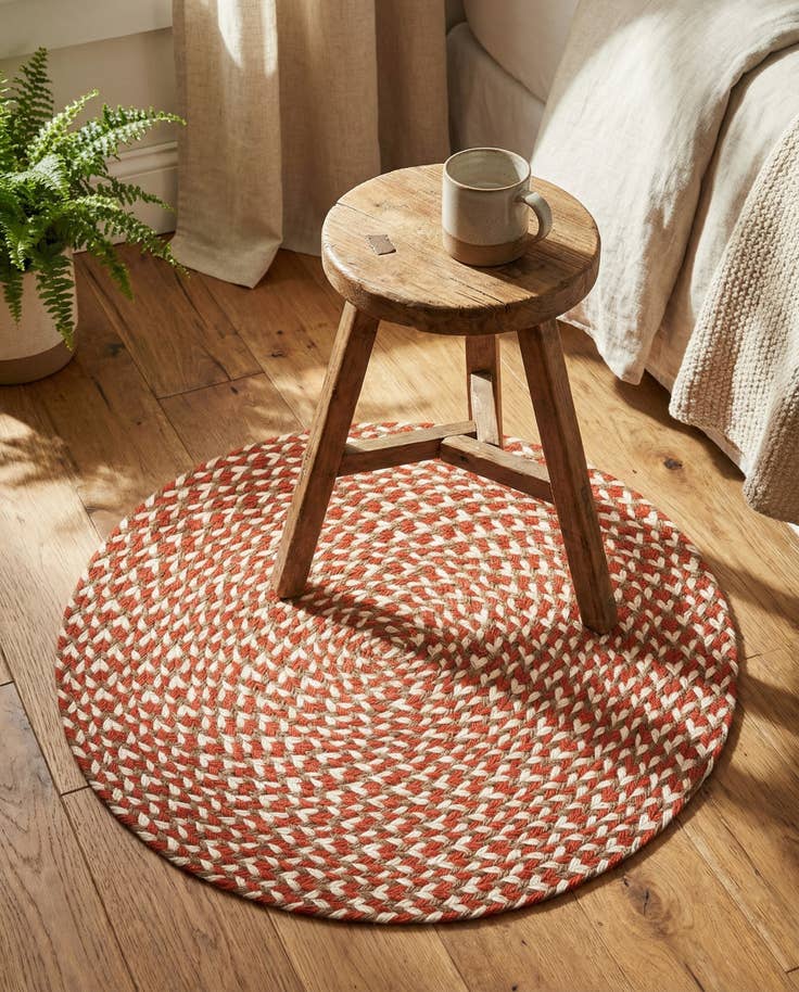 Detail image of 2' x 2' Handmade Tweed Braided Jute Round Rug