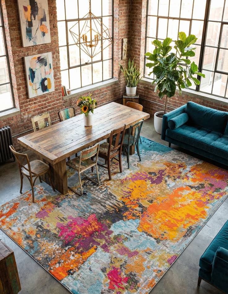 Detail image of 9' x 12'  Washable Vivid Rug