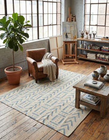 5' 3 x 6' 4 Hand Woven Kilim Modern Wool Square Rug