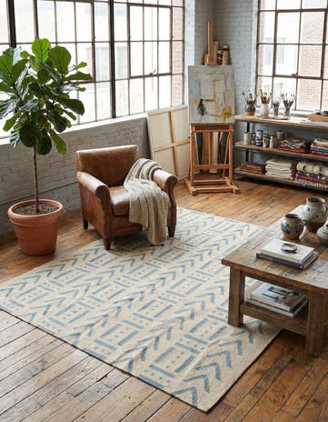 5' 3 x 6' 4 Hand Woven Kilim Modern Wool Square Rug