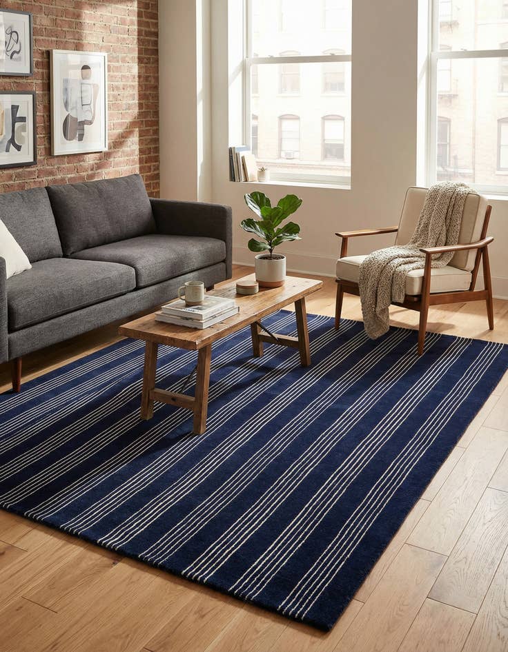 Detail image of 5' 1 x 8' Jill Zarin Striped Wool Rug