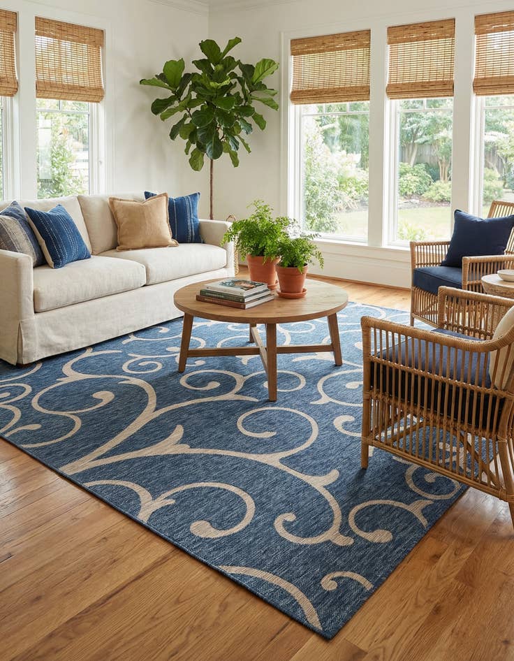 Detail image of 10' 8 x 10' 8  Washable Botanical Indoor / Outdoor Square Rug