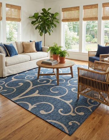 10' 8 x 10' 8 Easy-Clean Botanical Indoor / Outdoor Square Rug