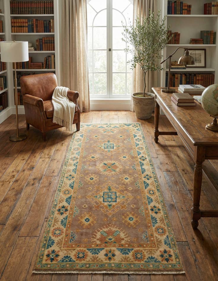 Detail image of 2' 7 x 5' 9 Hand Knotted Oushak Wool Runner Rug