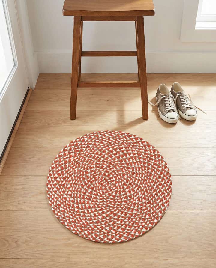2' x 2' Handmade Tweed Braided Jute Round Rug