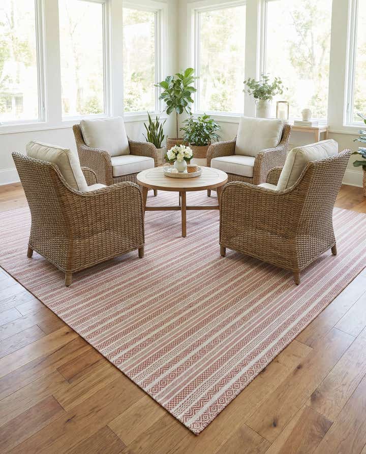 10' x 10' Easy-Clean Striped Indoor / Outdoor Square Rug
