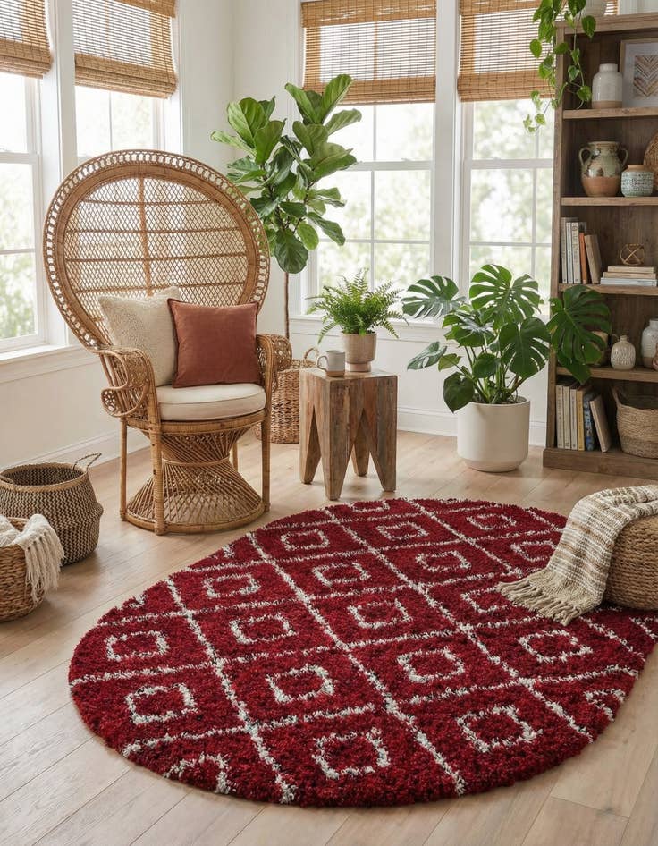Detail image of 4' x 6' Trellis Shag Oval Rug