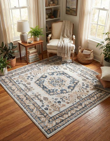 Cream Oxford Square Rug