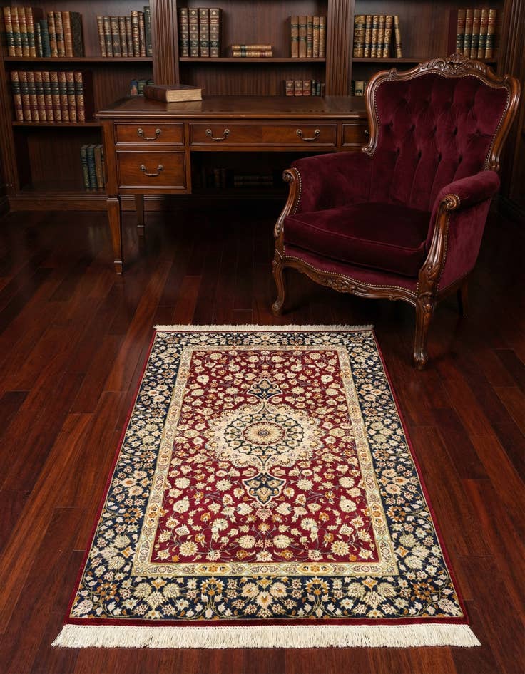 Detail image of 2' 7 x 3' 11 Ghom Silk Rug